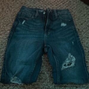 Old navy distressed navy blue jeans women size 0 rockstar super stretchy